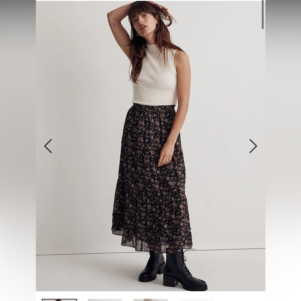 Madewell crinkle georgette tiered maxi skirt